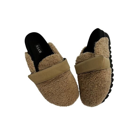 ROAM Shoes - ROAM Fuzzy Loafer Mule in Beige Faux Shearling